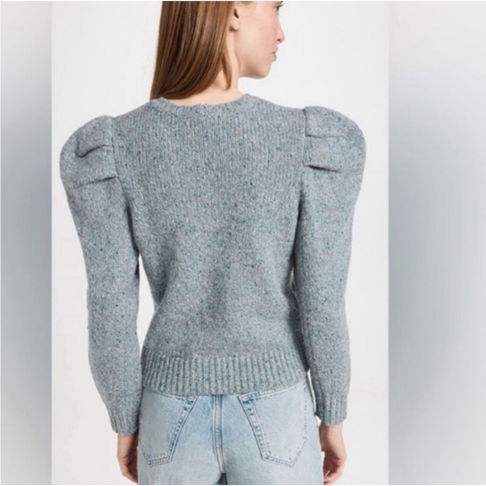 New FRAME Chambray Blue Puff Sleeve Sweater - Picture 2 of 3